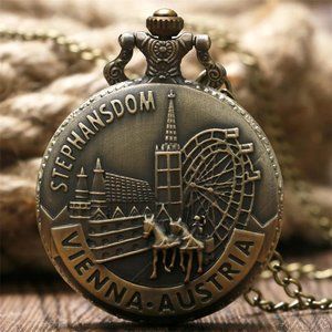 New Vienna / Austria bronzed pocket watch on removable chain